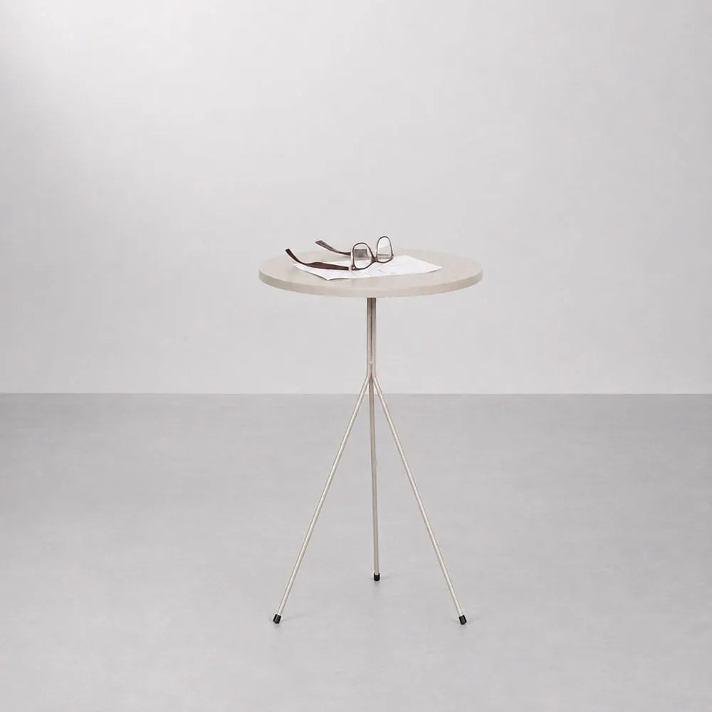 Mesa Lateral Sun Baixa Redonda Areia - 52cmx38cm