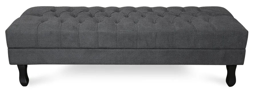Puff Baú Decorativo Capitonê Luis XV 100x40cm Linho Cinza - Sheep Estofados - Cinza