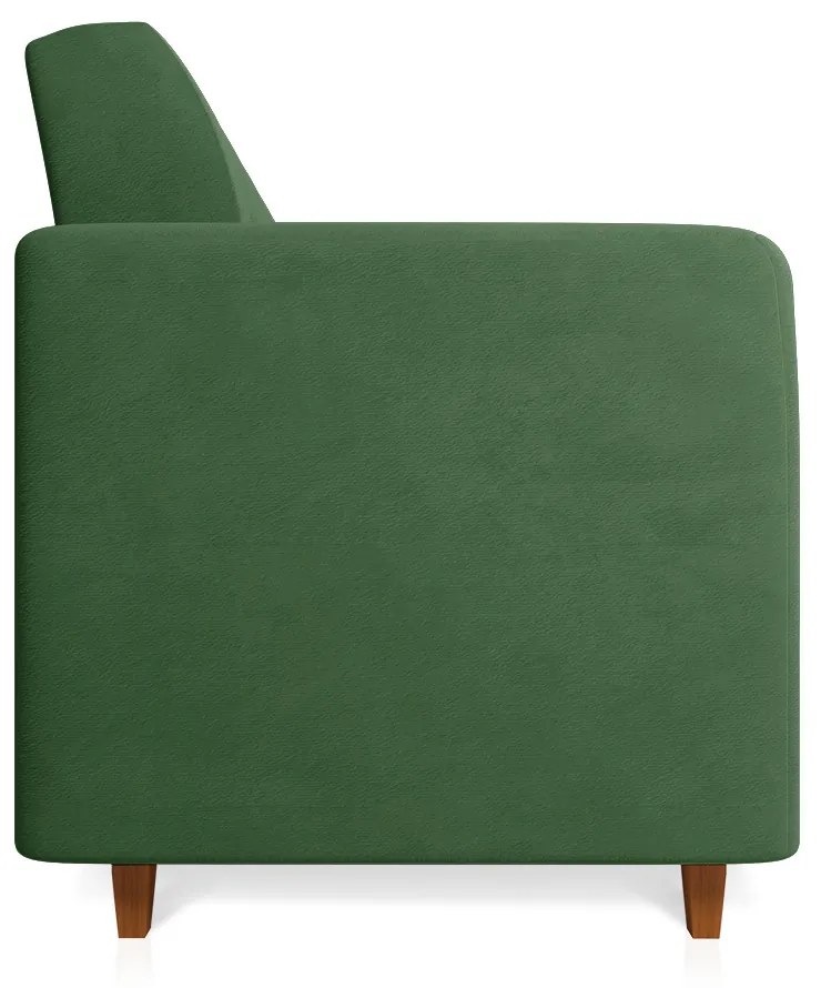 Sofá 03 Lugares Arezzo Suede Pés Chanfrado Castanho - D'Rossi - Verde