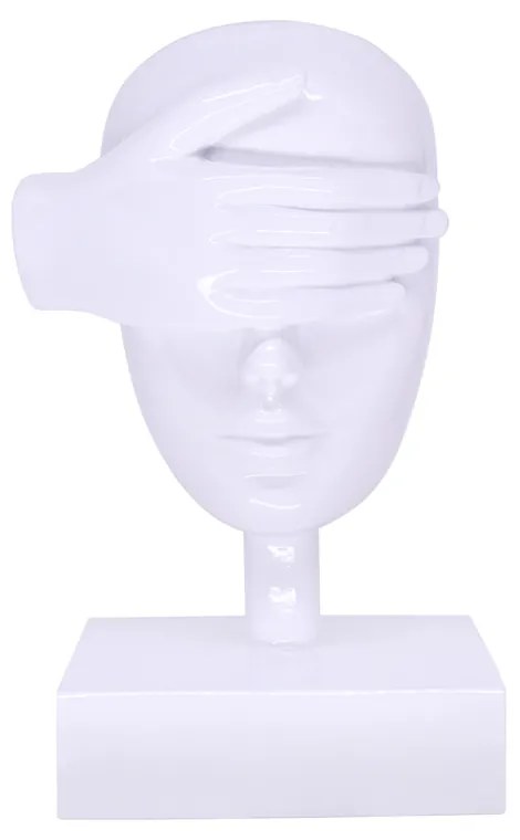 Escultura Decorativa Máscara Cego Em Cerâmica Branco 25x15x14 Cm - D'Rossi