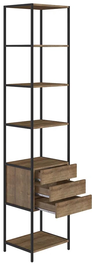 Estante Multiuso Steel Quadra com 03 Gavetas Estilo Industrial Vermont e Preto - D'Rossi