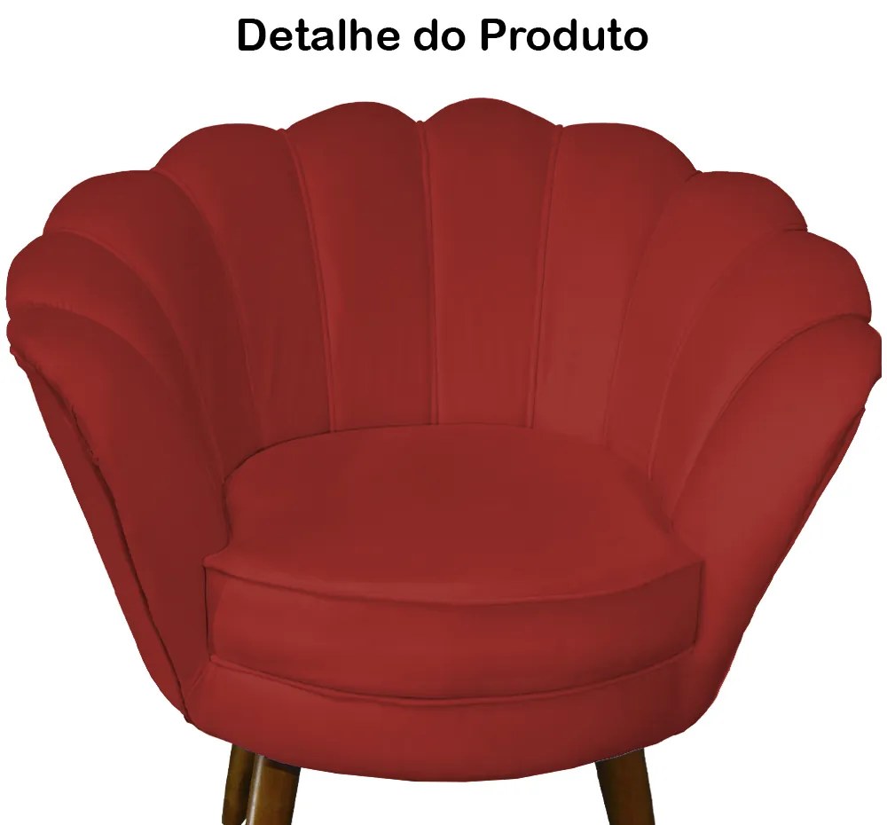 Poltrona Decorativa Pétala Pés Palito Suede Vermelho - Sheep Estofados