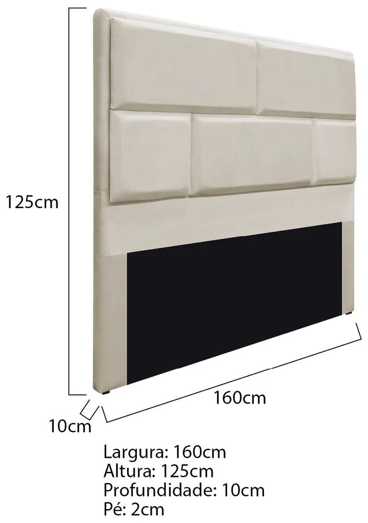 Cabeceira Queen Brick P02 160 cm para cama Box Suede - ADJ Decor