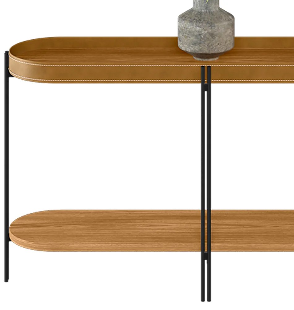 Buffet Aparador Isi Nature Fosco e Couro Caramelo 139x79 cm L04 - D'Rossi