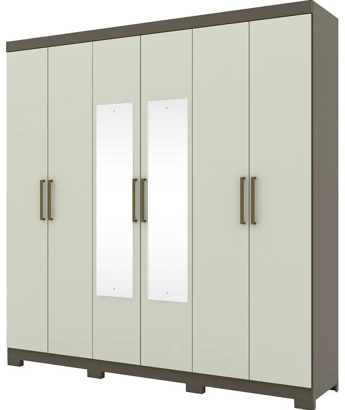 Roupeiro Guarda Roupa Casa 6 Portas Espelho 2 Gavetas Castin