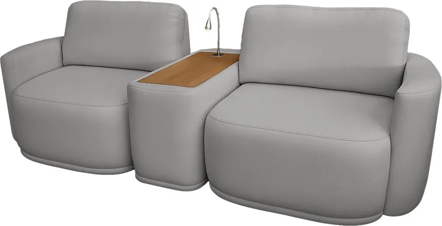 Sofá Sala Modulado 271cm com Console USB Luminária Brumma Bouclê K01 - D'Rossi - Cinza