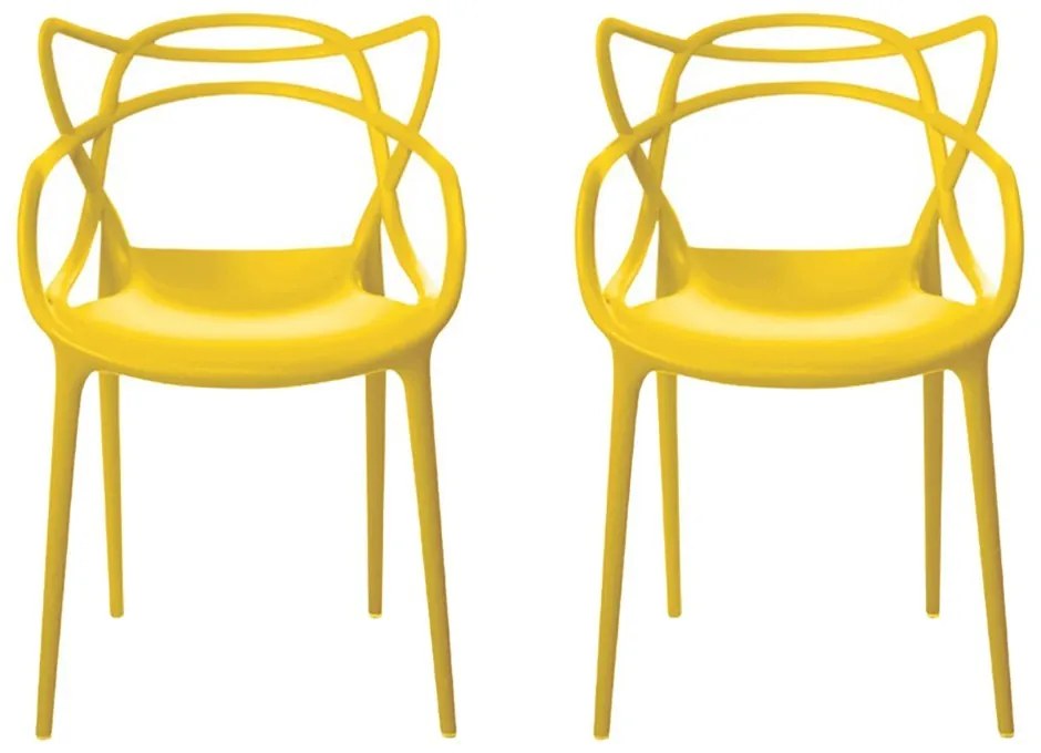 Kit 2 Cadeiras Decorativas Sala e Cozinha Feliti (PP) Amarela G56 - Gran Belo