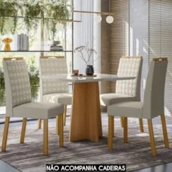 Mesa de Jantar Quadrada 90cm 4 Lugares Zuma Ypê/Off N02     - Mpozenat