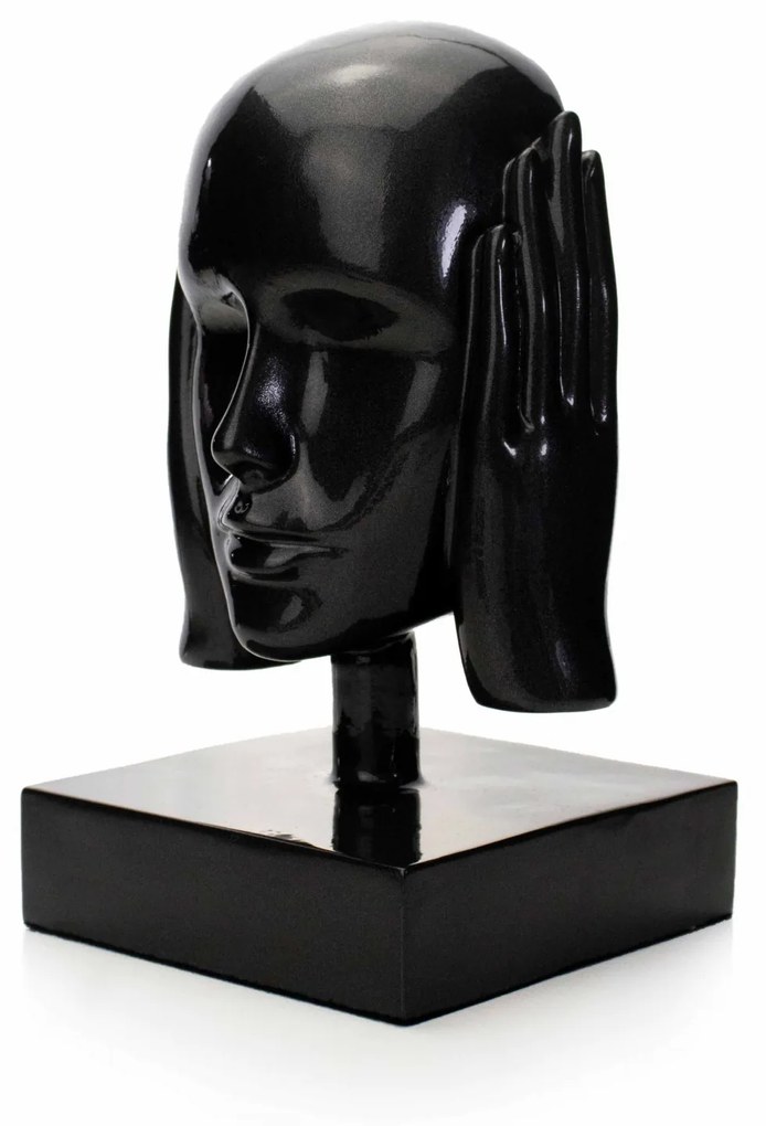 Escultura Decorativa Rosto Surdo Em Cerâmica Grafite 25x15 Cm - D'Rossi