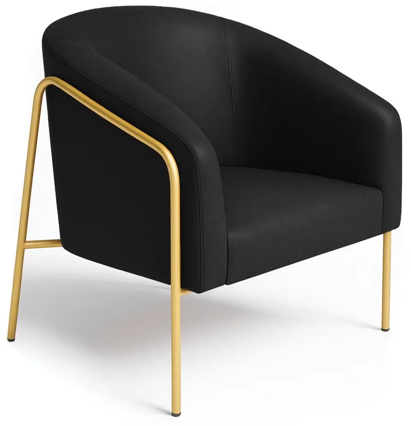 Poltrona Sala Industrial Alta Dourado Stella Sintético PU D03 - D'Rossi - Preto