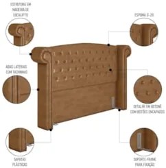 Cabeceira Cama Box Queen 160cm Provença e Recamier Veneto Z37 Sintétic