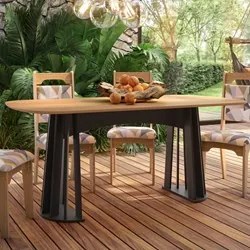 Mesa De Jantar Retangular 6 Lugares Lanna D01 Freijó/Preto Fosco - Mpo