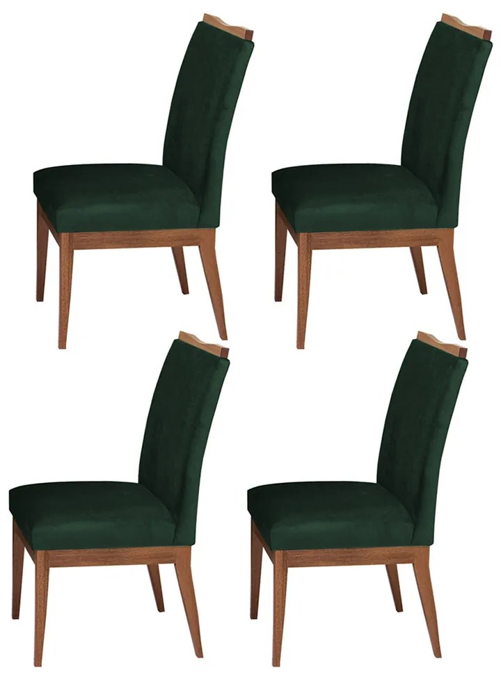 Conjunto 4 Cadeira Decorativa Leticia Aveludado Verde