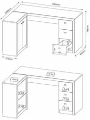 Mesa Para Escritório 2 Portas 3 Gavetas ME4100 Carvalho - Tecno Mobili