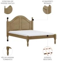 Cama Casal 140cm Com Cabeceira Pé Madeira Eduarda Freijó F07 - Mpozena