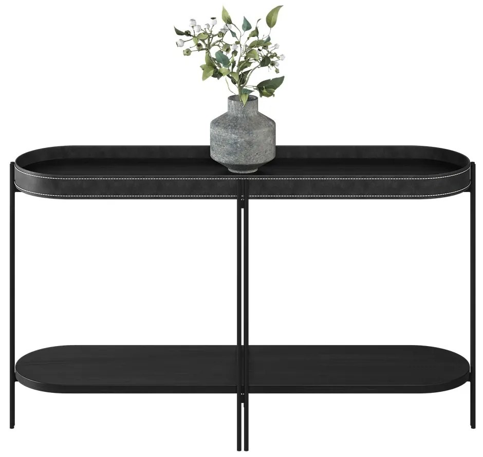 Aparador Decorativo Grimaldi Base Aço com Detalhe em Couro Preto G77 - Gran Belo