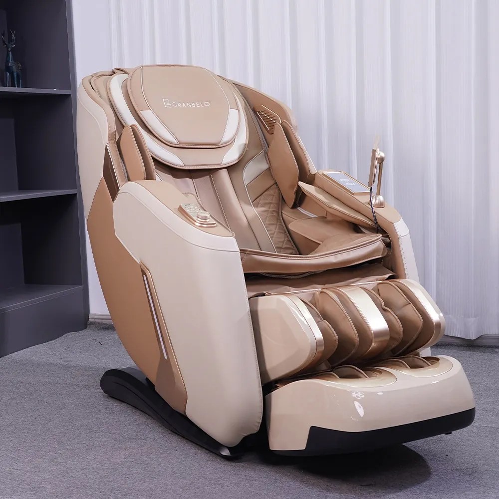 Poltrona Elétrica 3D Bivolt Reclinação Gravidade Zero Stark com Massagem Aquecimento Controle LCD Touch PU Bege G94 - Gran Belo