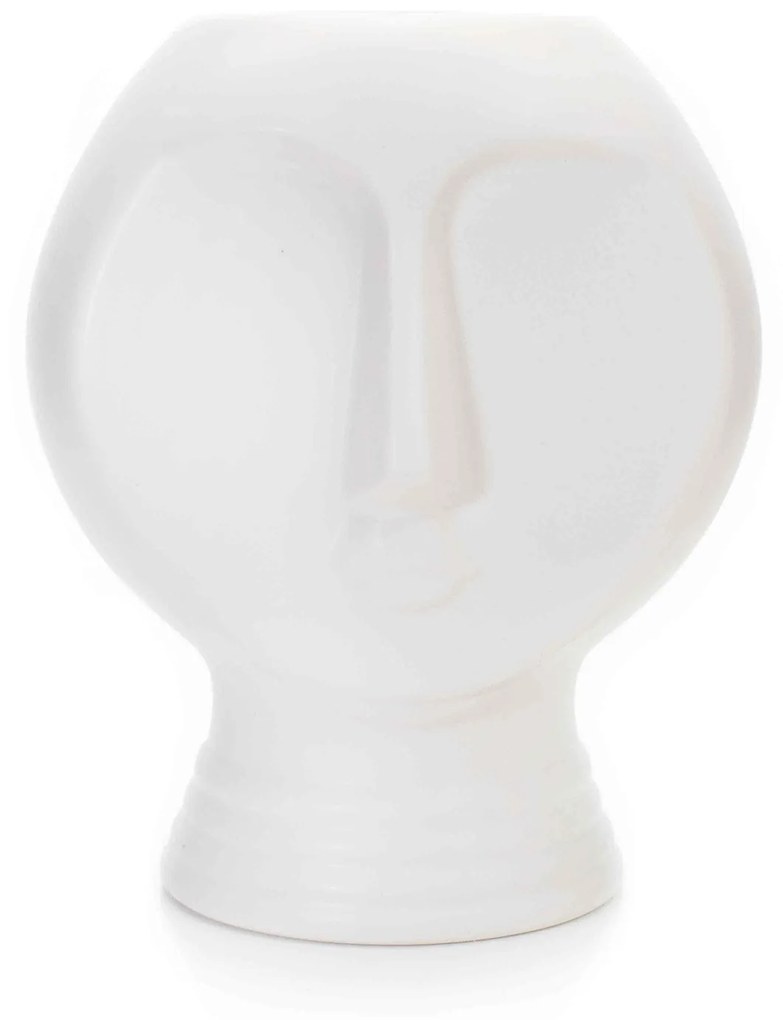 Vaso Decorativo Rosto em Cerâmica Branco 18x14 cm - D'Rossi