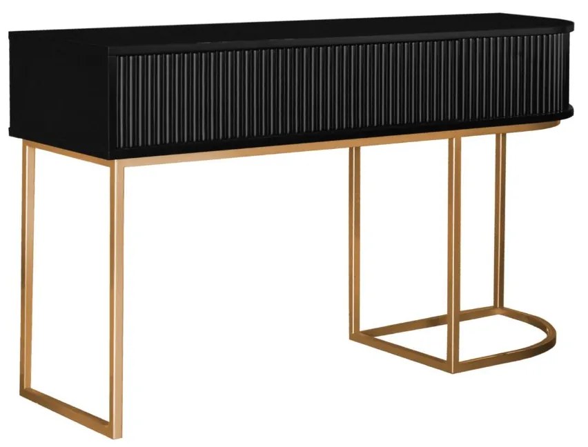 Aparador Miami 1 Gaveta L140CM - Preto c/ Detalhes Dourado Soleil