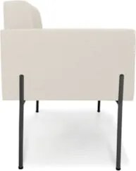 Poltrona Para Sala Pé Metal Preto Kit 2 Ana Linho Bege - Ibiza