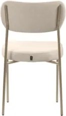 Cadeira Jantar Estofada Pé Metal Rosê Kit 2 Lavy Boucle Bege S08 - Mpo