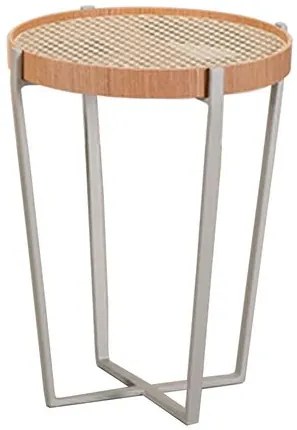 Mesa Apoio Lira Alta Tampo Carvalho+Palha Base Fendi - 77982 Sun House