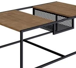 Mesa de Centro Com Nicho Pés Metálicos York Vermont/Preto - Artesano