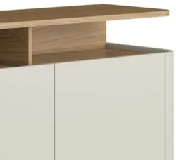 Rack TV 75 Pol 220cm Portas Lisas Blen Louro/Luna/Dourado I06 - Mpozen