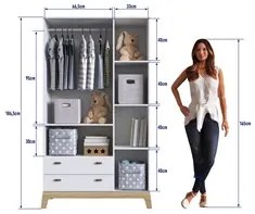 Guarda Roupa Infantil 108cm 3 Portas 2 Gavetas Favo de Mel 006 Branco