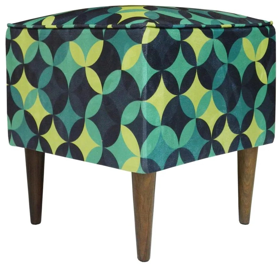 Puff Quadrado Milão Suprema em Suede com Pés Palito - Vitral Verde