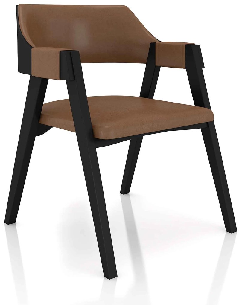 Conjunto Mesa de Jogos Carteado Bellagio Tampo Reversível e 4 Cadeiras Madeira Poker Base Cone PU Caramelo/Preto G42 - Gran Belo