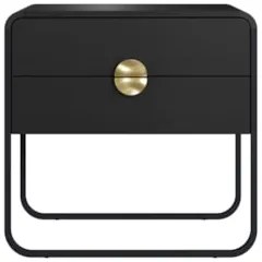 Mesa de Cabeceira Quarto 60cm 2 Gavetas Mario Nero/Preto A10 - Mpozena