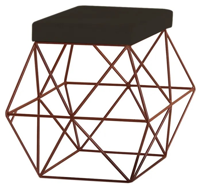Puff Decorativo Sala de Estar Base Bronze Trixie Suede Marrom G41 - Gran Belo