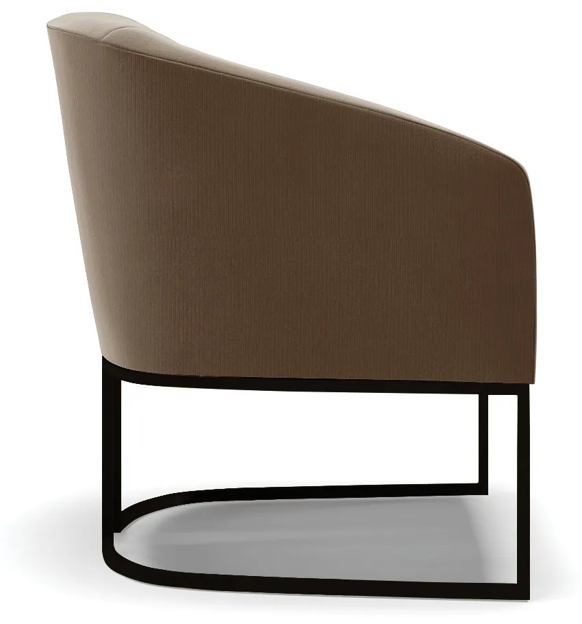 Poltrona Decorativa Industrial Preto Kit 2 Stella Suede Marrom D03 - D'Rossi