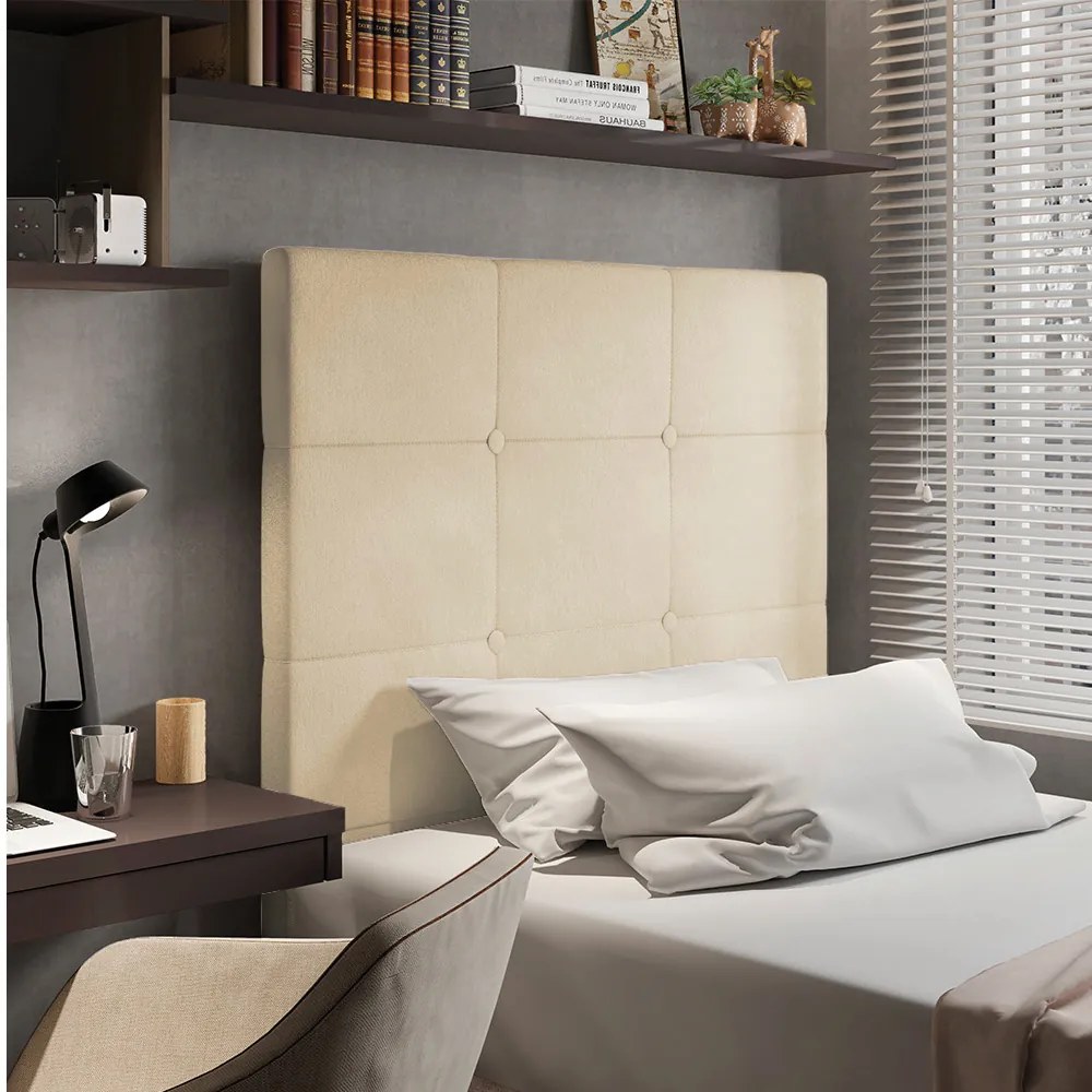 Cabeceira Solteiro Cama Box 90cm para Quarto Stambul Suede M11 - D'Rossi - Bege