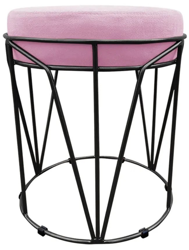 Puff Multiuso com Mesa Babu 2 em 1 Suede Base Preto D'Rossi - Rosa Bebê
