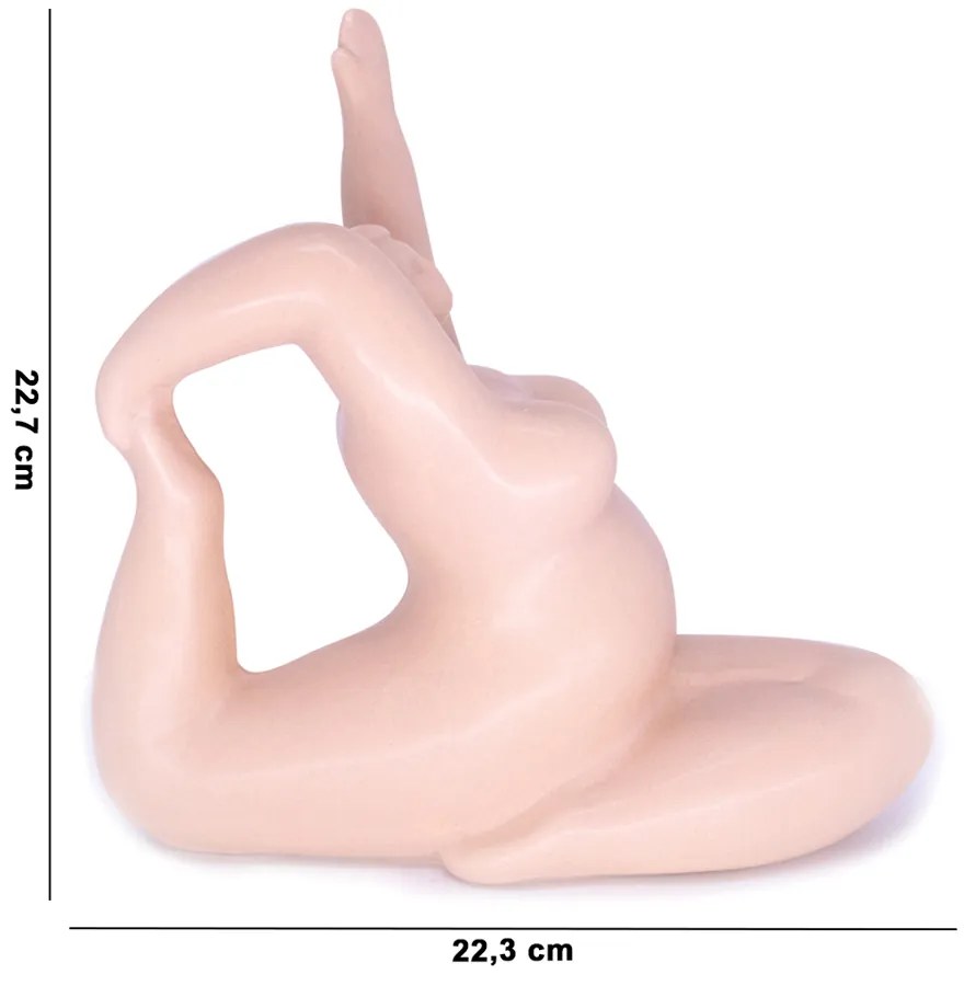 Enfeite Decorativo Yoga Rosa Em Cerâmica Estilo Nórdico 22,3 Cm - D'Rossi