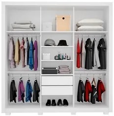 Guarda Roupa 3 Portas 2 Gavetas Com Pés Quadrado Residence D02 Branco