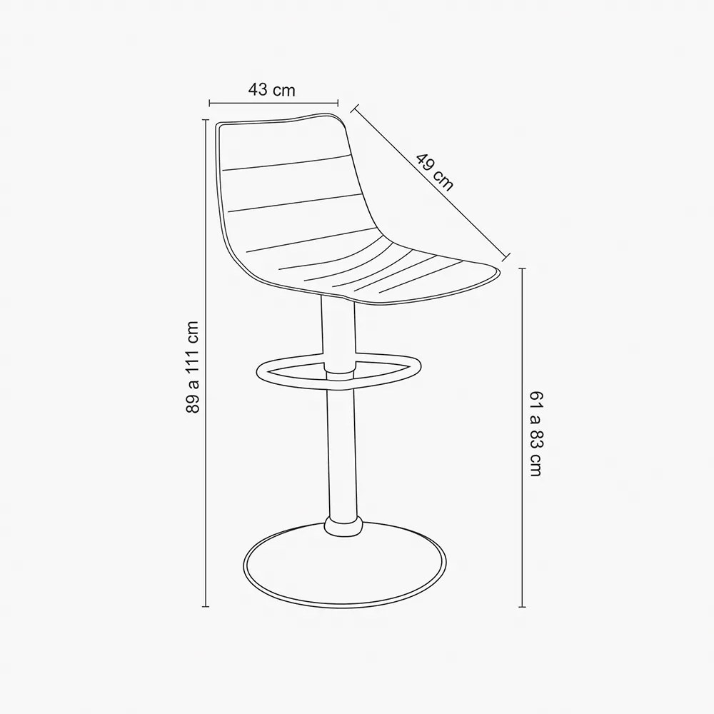 Kit 2 Banquetas Decorativas Travis PU com Regulagem de Altura Base Disco c/Apoio Para os Pés Preto G56 - Gran Belo