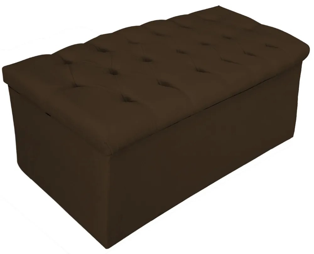 Recamier Baú Estofada Mel 90 cm Solteiro Com Capitonê  Suede Marrom - ADJ Decor