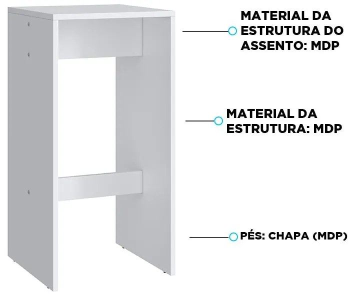Conjunto Com 2 Banquetas Altas Multiuso Em Mdp - Branco