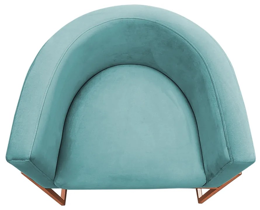 Poltrona Decorativa Base Metal Bronze Luna Veludo Turqueza - Sheep Estofados - Veludo Turquesa
