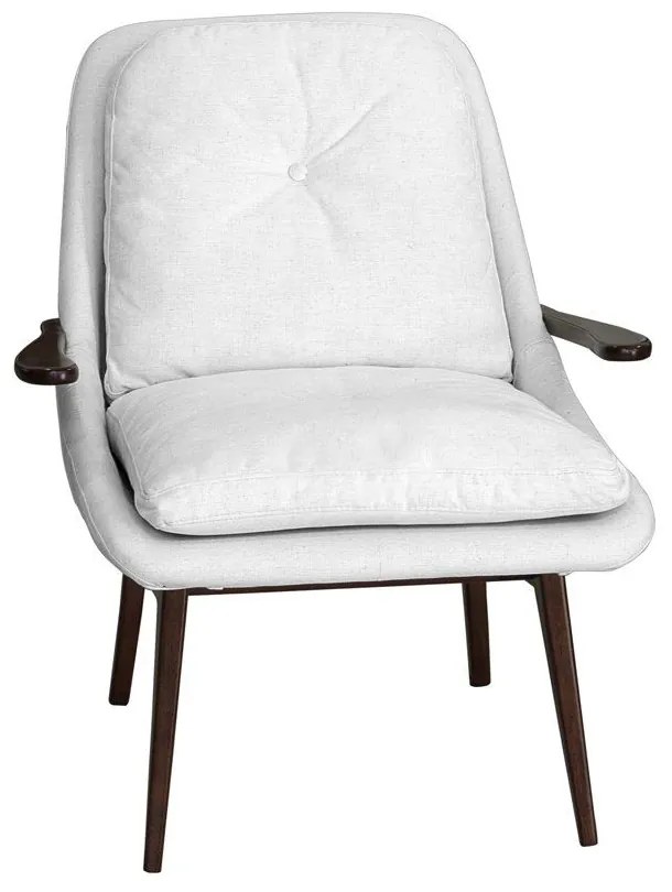 Poltrona Decorativa Cintia com Pés Madeira Linho Palha G38 - Gran Belo