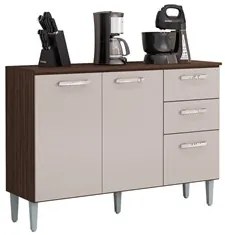 Armário de Cozinha Compacta com Balcão e Tampo 244cm Livy P11 Chocolat