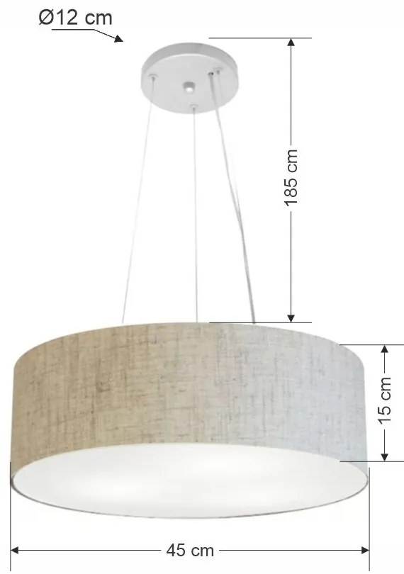Lustre Pendente Cilíndrico Md-4184 Cúpula em Tecido 45x15cm Rustico Bege - Bivolt