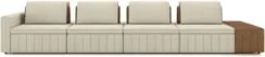 Sofá Ilha e Puff Sala Living 425cm Siesta M22 Linho Areia/Marrom - Mpo