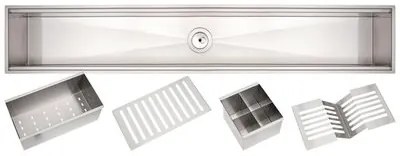 Canal Organizador em Aço Inox Tramontina para Sobrepor Scotch Brite com Acessórios 105x18 cm