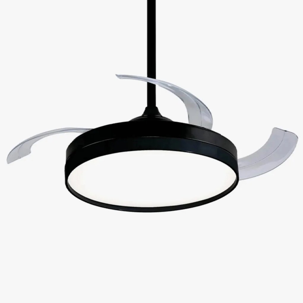 Ventilador De Teto Air Basic Preto Pás Retrátil Led 30W Multicolor Biv...