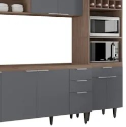 Armário de Cozinha CP02 Para Pia 180cm Pérola Z34 Freijó/Grafite - Mpo