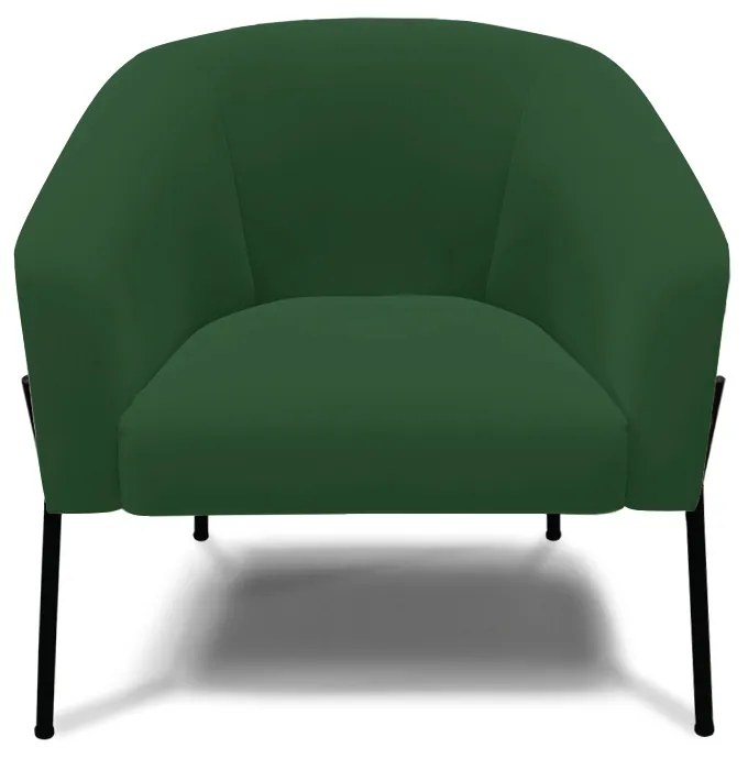 Poltrona Decorativa Pé de Ferro Preto Stella Veludo D03 - D'Rossi - Verde
